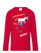 Strongest Girl Shirt Tops T-shirts Long-sleeved T-shirts Red Martinex