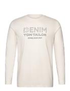 Printed Longsleeve Tops T-shirts Long-sleeved Cream Tom Tailor