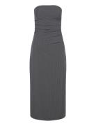 Strapless Pinstripe Dress Polvipituinen Mekko Grey Mango