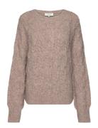 Cable Knit O-Neck Tops Knitwear Jumpers Beige Rosemunde