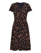 Floral Stretch Jersey Surplice Dress Polvipituinen Mekko Navy Lauren R...