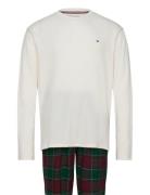 Ls Waffle Flannel Pj Set Pyjama White Tommy Hilfiger