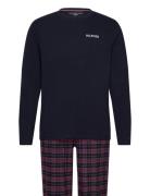 Ls Flannel Pj Set Print Pyjama Navy Tommy Hilfiger