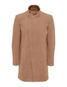 Onsjustin Highneck Wool Coat Otw Cs Ohut Pitkä Takki Beige ONLY & SONS