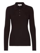 Long Sleeve Knit Polo Tops Knitwear Jumpers Brown Rosemunde