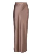 Hana Long Logo Satin Skirt Pitkä Hame Brown Ahlvar Gallery