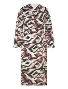 Lindsey Long Sleeved Satin Midi Dress Polvipituinen Mekko Multi/patter...