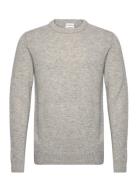 Lambswool O-Neck Knit Tops Knitwear Round Necks Grey Lindbergh