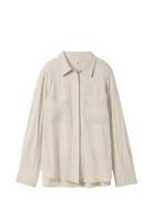 Cosy Melange Blouse Tops Shirts Long-sleeved Cream Tom Tailor