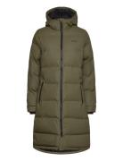 Leia Coat Topattu Pitkä Takki Khaki Green Tretorn