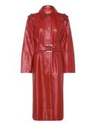 Over D Trenchcoat With Buckle Be Nahkatakki Red STINE GOYA