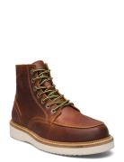 Slhteo New Leather Moc-Toe Boot Nyörisaappaat Brown Selected Homme