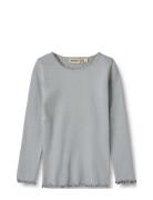 Rib T-Shirt L/S Reese Tops T-shirts Long-sleeved T-shirts Blue Wheat