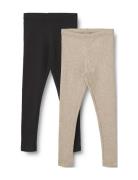 2 Rib Leggings Maddy Bottoms Leggings Black Wheat