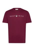 Printed Graphic Ss T-Shirt Tops T-shirts Short-sleeved Burgundy GANT