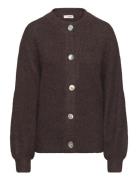 Patrisia Solid Knit Cardigan Tops Knitwear Cardigans Brown A-View