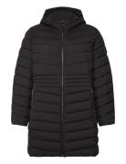 Chevron-Quilted Hooded Jacket Vuorillinen Takki Topattu Takki Black La...