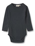 Wool Body L/S Lucca Bodies Long-sleeved Blue Wheat