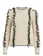 Objyaa L/S Knit Pullover Rep Tops Knitwear Jumpers Cream Object