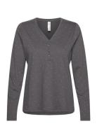 Henley Top Aop Dots Toppi Grey Lindex