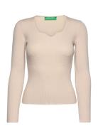 Sweater L/S Tops Knitwear Jumpers Cream United Colors Of Benetton