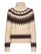 Fair Isle Wool-Blend Turtleneck Tops Knitwear Turtleneck Brown Polo Ra...