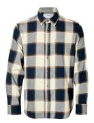 Slhreg-Owen Flannel Mix Check Shirt Ls Tops Shirts Casual Navy Selecte...