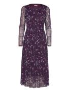 Printed Mesh Dress Polvipituinen Mekko Purple Tom Tailor