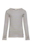 T-Shirt L/S Modal Striped Tops T-shirts Long-sleeved T-shirts Beige Pe...