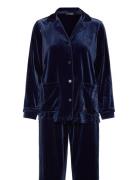 Lrl L/S Notch Collar Long Pant Pj Set Pyjama Navy Lauren Ralph Lauren ...