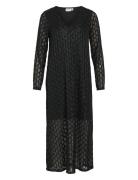 Vizalma V-Neck L/S Midi Dress/R Maksimekko Juhlamekko Black Vila