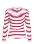 Tjw Slm Button Rib C-Neck Ls Ext Tops T-shirts & Tops Long-sleeved Red...