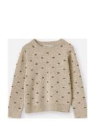 Benna Dot Pullover Tops Knitwear Pullovers Beige Fliink