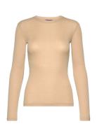 Slim Lightweight Ls T-Shirt Tops T-shirts & Tops Long-sleeved Beige GA...