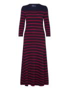 Striped Waffle-Knit Dress Maksimekko Juhlamekko Navy Polo Ralph Lauren