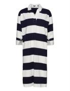 D1. Feminine Striped Rugger Dress Polvipituinen Mekko Blue GANT