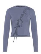 Long Sleeve Tie Top Tops T-shirts & Tops Long-sleeved Blue Monki