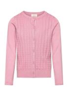 Cardigan Pointelle Tops Knitwear Cardigans Pink Creamie