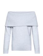 Sweater Knitted Fold Down Tops Knitwear Pullovers Blue Lindex