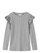 Nmfjulia Ls Slim Top Noos Tops T-shirts Long-sleeved T-shirts Grey Nam...