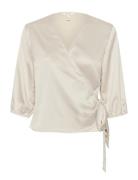 Elmiapw Bl Tops Blouses Short-sleeved Cream Part Two
