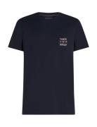 Hilfiger Stack Tee Tops T-shirts Short-sleeved Blue Tommy Hilfiger