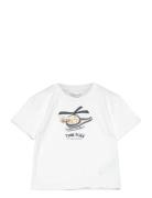 Embossed Cotton T-Shirt Tops T-shirts Short-sleeved White Mango