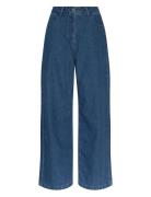 Mschelena Pants Bottoms Trousers Wide Leg Blue MSCH Copenhagen