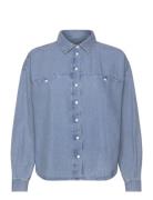 Iharcher Sh Tops Shirts Long-sleeved Blue ICHI