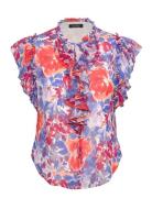 Poly Crinkle Ggt 58-Top Tops Blouses Short-sleeved Multi/patterned Lau...