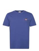 Reg Archive Shield Emb Ss T-Shirt Tops T-shirts Short-sleeved Blue GAN...