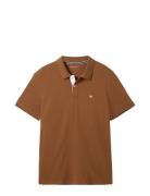 Basic Poloshirt Tops Polos Short-sleeved Brown Tom Tailor