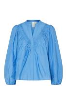 Yaselly Ls Shirt Tops Blouses Long-sleeved Blue YAS