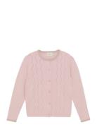 Cardigan Pointelle Tops Knitwear Cardigans Pink Creamie